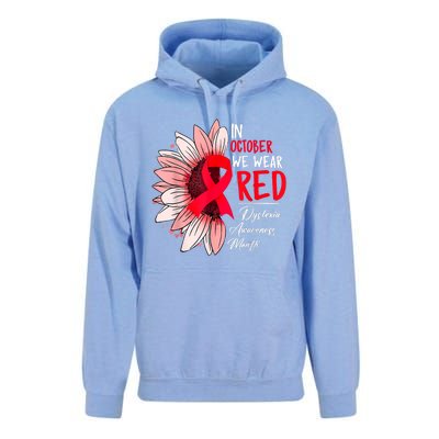 In October We Wear Red Sunflower Dyslexia Awareness Month Unisex Surf Hoodie