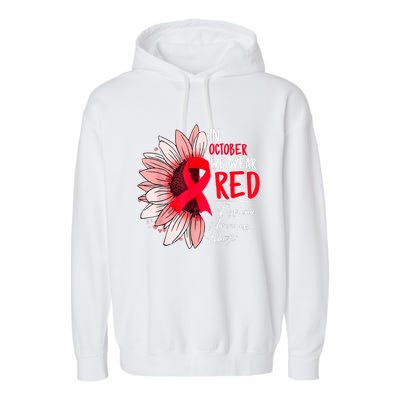 In October We Wear Red Sunflower Dyslexia Awareness Month Garment-Dyed Fleece Hoodie