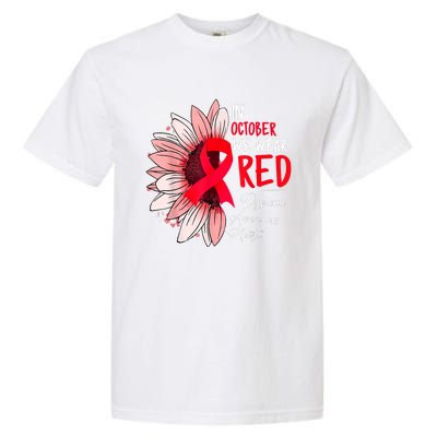 In October We Wear Red Sunflower Dyslexia Awareness Month Garment-Dyed Heavyweight T-Shirt