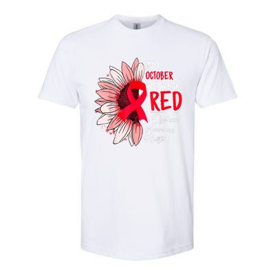 In October We Wear Red Sunflower Dyslexia Awareness Month Softstyle CVC T-Shirt