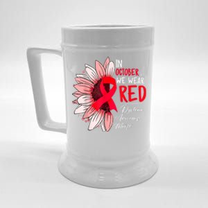 In October We Wear Red Sunflower Dyslexia Awareness Month Beer Stein