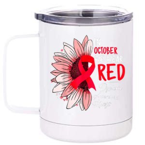 In October We Wear Red Sunflower Dyslexia Awareness Month 12 oz Stainless Steel Tumbler Cup