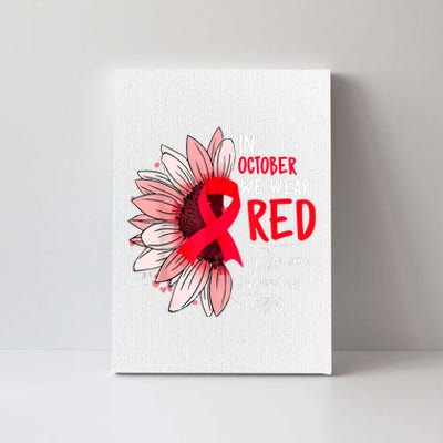 In October We Wear Red Sunflower Dyslexia Awareness Month Canvas