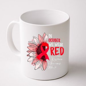 In October We Wear Red Sunflower Dyslexia Awareness Month Coffee Mug