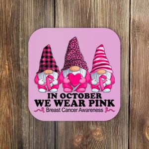 In October We Wear Unicorn Breast Cancer Awareness Coaster