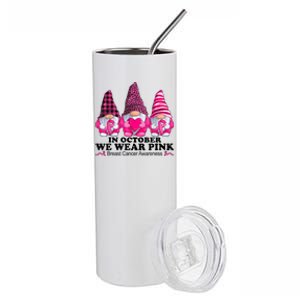 In October We Wear Unicorn Breast Cancer Awareness Stainless Steel Tumbler