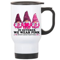 In October We Wear Unicorn Breast Cancer Awareness Stainless Steel Travel Mug