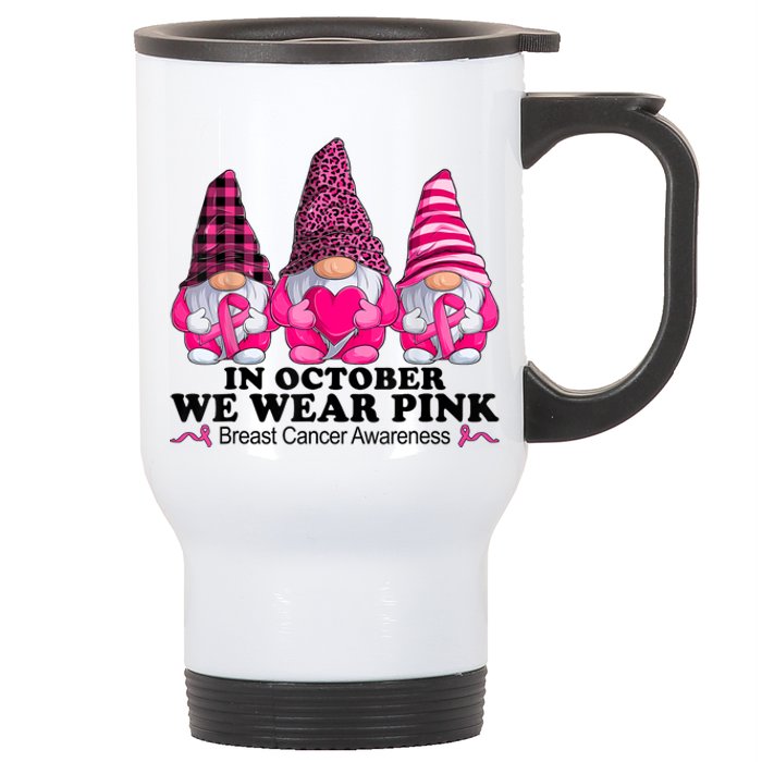 In October We Wear Unicorn Breast Cancer Awareness Stainless Steel Travel Mug