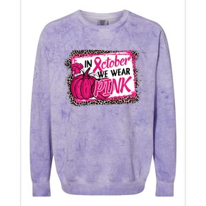 In October We Wear Pink Thanksgiving Breast Cancer Support Colorblast Crewneck Sweatshirt