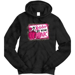 In October We Wear Pink Thanksgiving Breast Cancer Support Tie Dye Hoodie