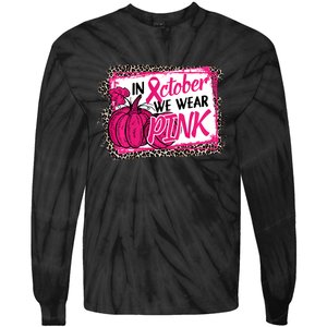 In October We Wear Pink Thanksgiving Breast Cancer Support Tie-Dye Long Sleeve Shirt