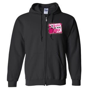 In October We Wear Pink Thanksgiving Breast Cancer Support Full Zip Hoodie