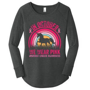 In October We Wear Pink Unicorn Breast Cancer Awareness Women's Perfect Tri Tunic Long Sleeve Shirt