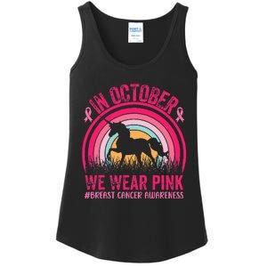 In October We Wear Pink Unicorn Breast Cancer Awareness Ladies Essential Tank