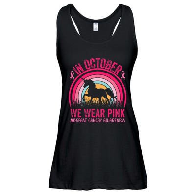 In October We Wear Pink Unicorn Breast Cancer Awareness Ladies Essential Flowy Tank