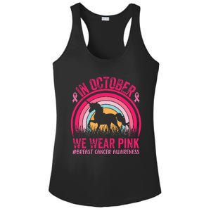 In October We Wear Pink Unicorn Breast Cancer Awareness Ladies PosiCharge Competitor Racerback Tank