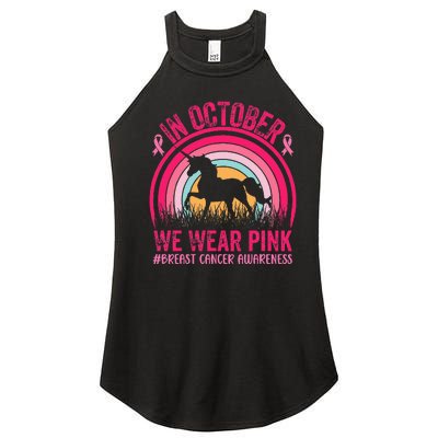 In October We Wear Pink Unicorn Breast Cancer Awareness Women's Perfect Tri Rocker Tank