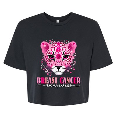 In October We Wear Pink Cute Little Lion Breast Cancer Bella+Canvas Jersey Crop Tee