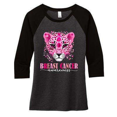 In October We Wear Pink Cute Little Lion Breast Cancer Women's Tri-Blend 3/4-Sleeve Raglan Shirt