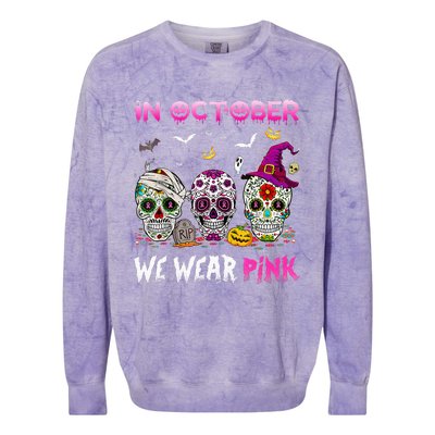 In October We Wear Breast Cancer Awareness Colorblast Crewneck Sweatshirt