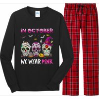 In October We Wear Breast Cancer Awareness Long Sleeve Pajama Set