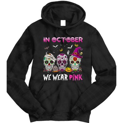 In October We Wear Breast Cancer Awareness Tie Dye Hoodie