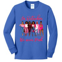 In October We Wear Pink African American Breast Cancer Kids Long Sleeve Shirt