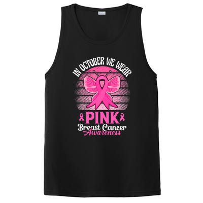 In October We Wear Pink Ribbon Breast Cancer Awareness PosiCharge Competitor Tank