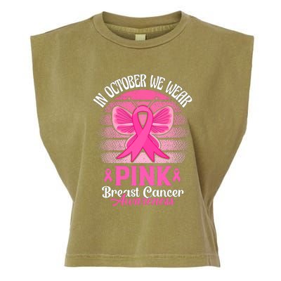 In October We Wear Pink Ribbon Breast Cancer Awareness Garment-Dyed Women's Muscle Tee