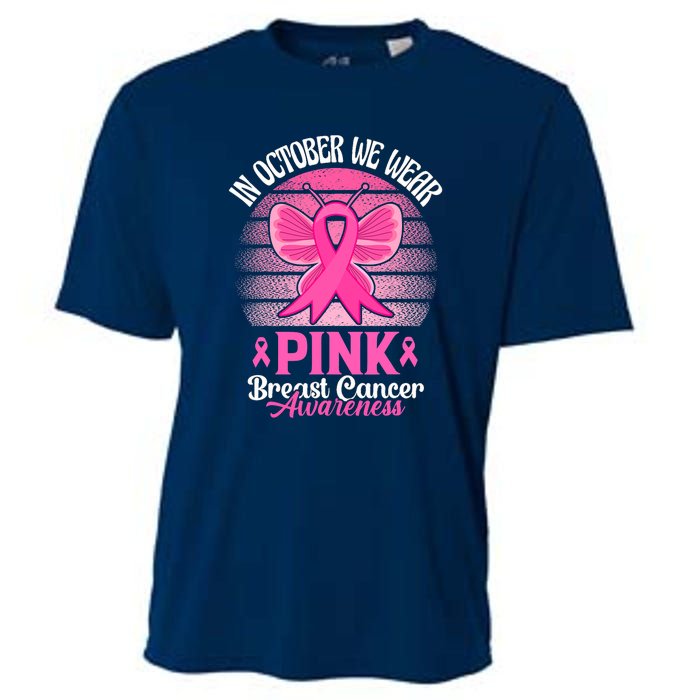 In October We Wear Pink Ribbon Breast Cancer Awareness Cooling Performance Crew T-Shirt