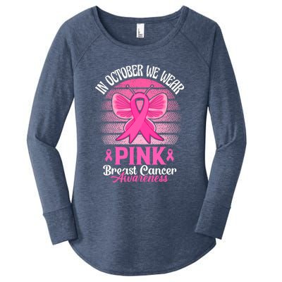 In October We Wear Pink Ribbon Breast Cancer Awareness Women's Perfect Tri Tunic Long Sleeve Shirt