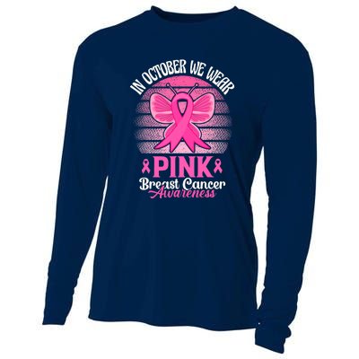 In October We Wear Pink Ribbon Breast Cancer Awareness Cooling Performance Long Sleeve Crew