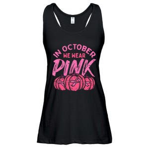 In October We Wear Pink Breast Cancer Pumpkin Halloween Ladies Essential Flowy Tank