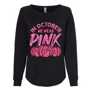 In October We Wear Pink Breast Cancer Pumpkin Halloween Womens California Wash Sweatshirt