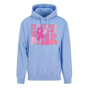 In October We Wear Pink Breast Cancer Month Unisex Surf Hoodie