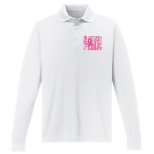 In October We Wear Pink Breast Cancer Month Performance Long Sleeve Polo