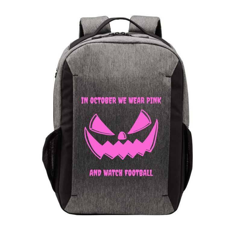 In October We Wear Pink And Watch Football Breast Cancer Vector Backpack