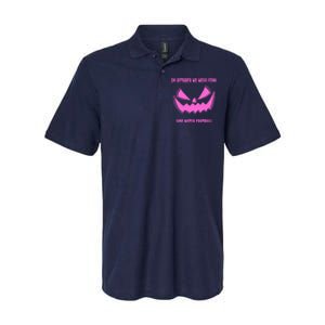 In October We Wear Pink And Watch Football Breast Cancer Softstyle Adult Sport Polo