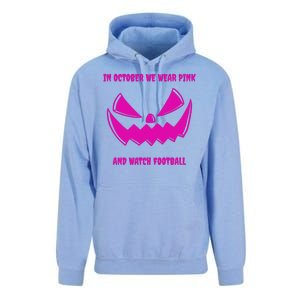 In October We Wear Pink And Watch Football Breast Cancer Unisex Surf Hoodie