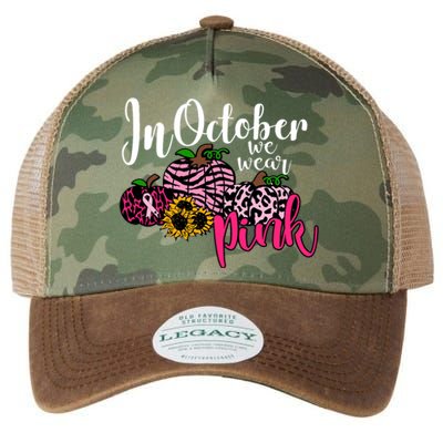 In October We Wear Pink Fall Autumn Support Breast Cancer Legacy Tie Dye Trucker Hat