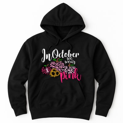 In October We Wear Pink Fall Autumn Support Breast Cancer Hoodie