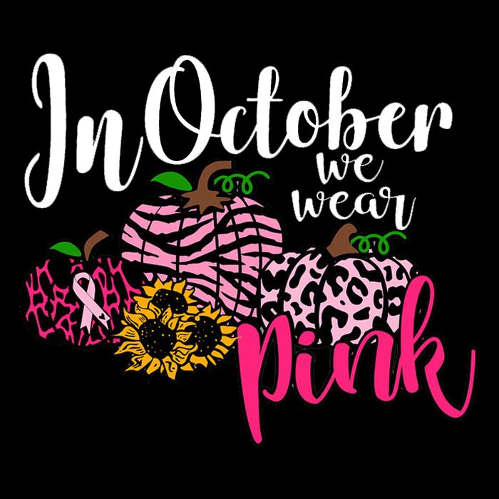 In October We Wear Pink Fall Autumn Support Breast Cancer T-Shirt