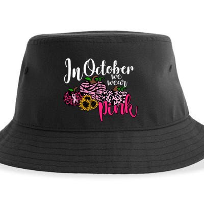 In October We Wear Pink Fall Autumn Support Breast Cancer Sustainable Bucket Hat