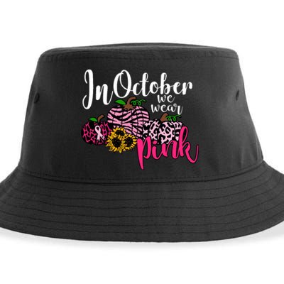 In October We Wear Pink Fall Autumn Support Breast Cancer Sustainable Bucket Hat