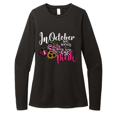 In October We Wear Pink Fall Autumn Support Breast Cancer Womens CVC Long Sleeve Shirt