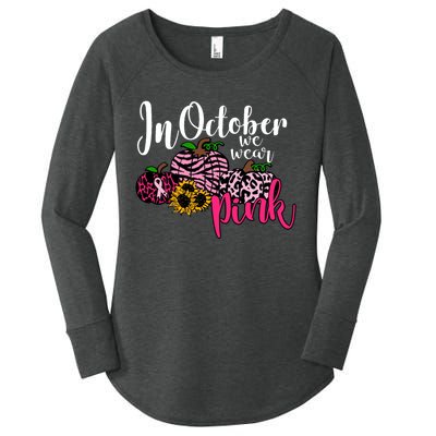 In October We Wear Pink Fall Autumn Support Breast Cancer Women's Perfect Tri Tunic Long Sleeve Shirt