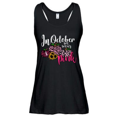 In October We Wear Pink Fall Autumn Support Breast Cancer Ladies Essential Flowy Tank