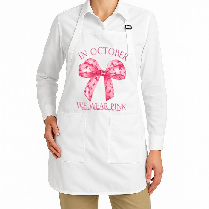 In October We Wear Pink Breast Cancer Awareness Bow Ribbon Apron