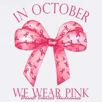 In October We Wear Pink Breast Cancer Awareness Bow Ribbon Apron