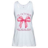 In October We Wear Pink Breast Cancer Awareness Bow Ribbon Ladies Essential Flowy Tank